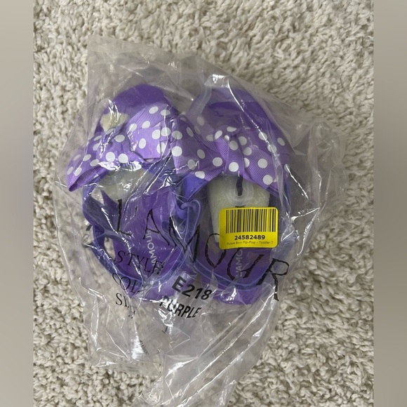 Girls Size 7 L'Amour Purple Polka Dot Flip Flops NIP - Picture 2 of 7